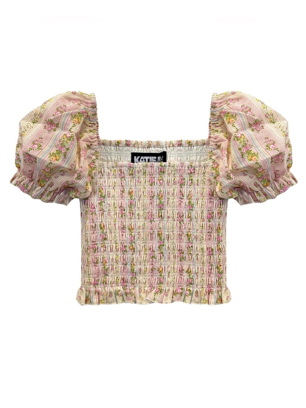 NWT KATIEJ NYC Juniors Size 14 (XL) Tween Marlee Top in Shabby Floral Stripe